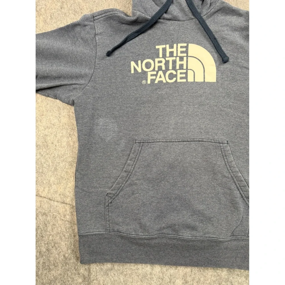 The North Face Mens Gray Logo Graphic Pullover Hoodie Sweatshirt Size Small